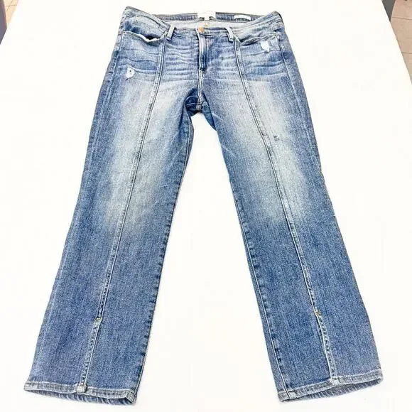 Frame Le High Straight Front Ankle Slit Denim Jeans Sandpiper LHSTFS6540 Size 33 - Picture 2 of 7